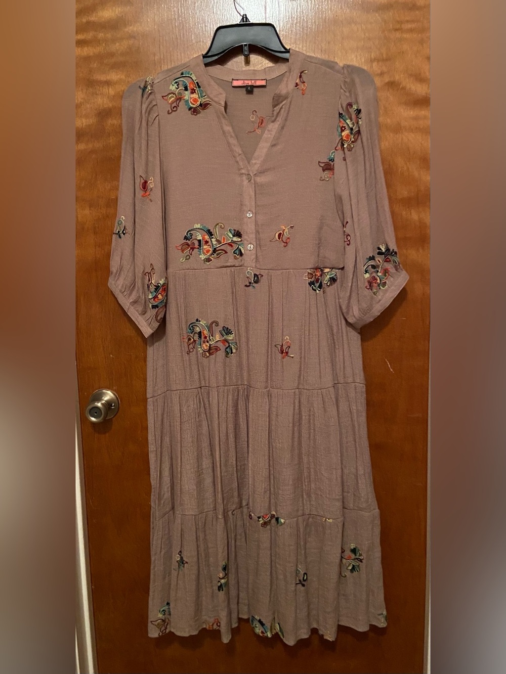 Embroidered Midi Gauze Dress